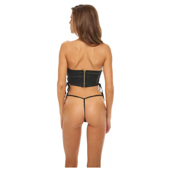 Bombshell - corsetto e tanga leopardato - nero - L