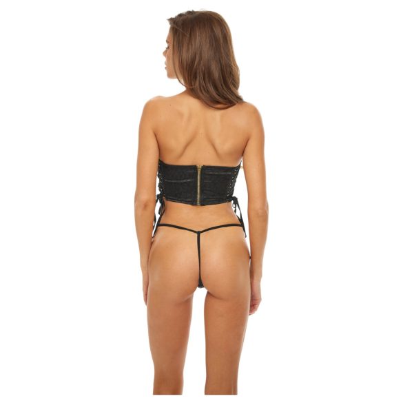 Bombshell - corsetto leopardato e perizoma (nero)