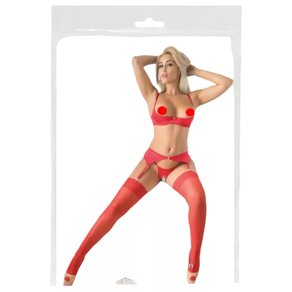 Cottelli - Calze autoreggenti in pizzo - rosso - 4/L