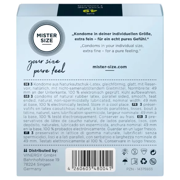 Mister Size - preservativo sottile - 49mm - 3 pezzi