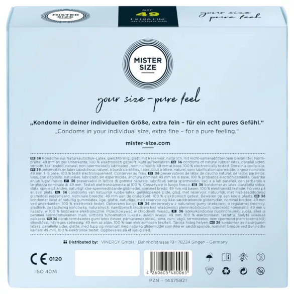 Mister Size - preservativo sottile - 49mm - confezione da 36 pezzi