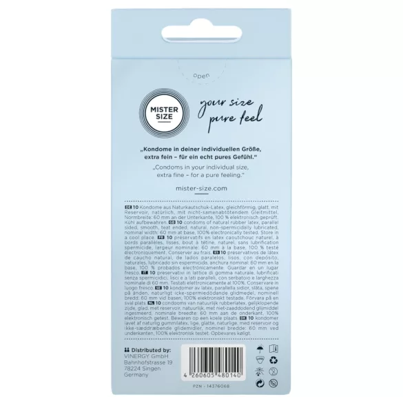 Mister Size - preservativo sottile - 60 mm - confezione da 10 pezzi