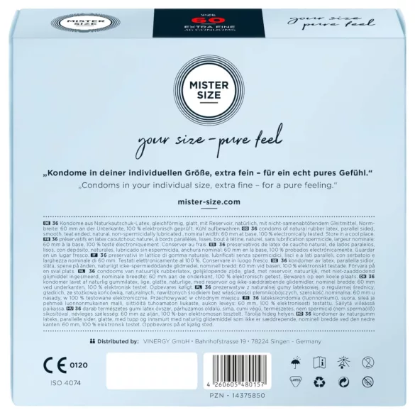 Mister Size - preservativo ultrasottile - 60mm - 36 pezzi