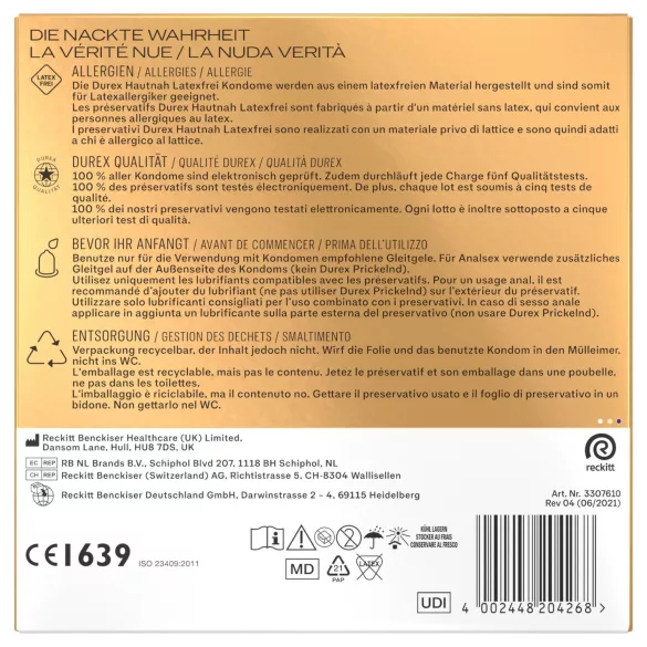 Durex Hautnah - preservativi senza lattice (30 pz)