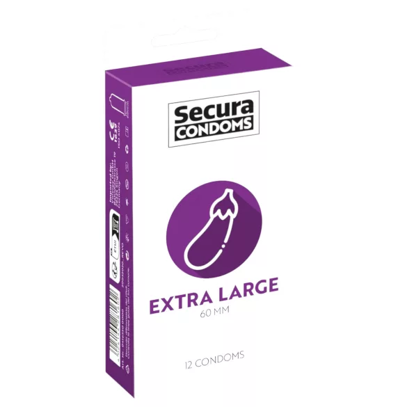 Secura Padlizsán - preservativo extra grande - 60mm - confezione 12 pezzi