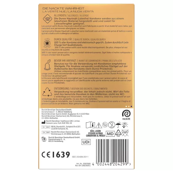 Durex Hautnah - preservativi senza lattice - confezione da 10