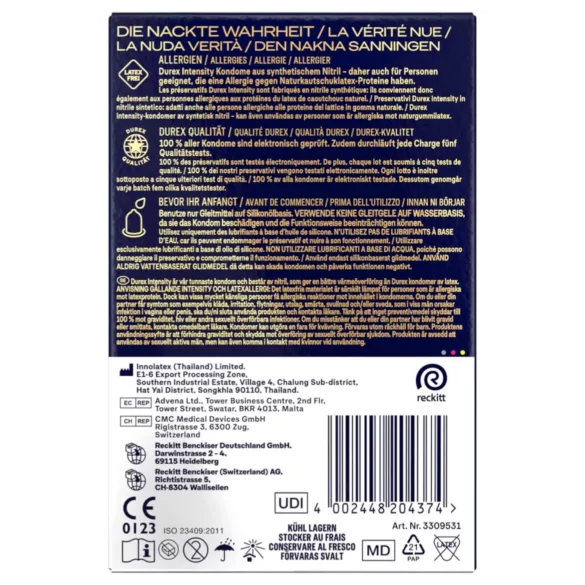 Durex Intensity - preservativo ultrasottile senza lattice - confezione da 20