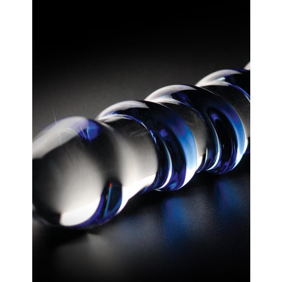 Dildo in Vetro Icicles No. 5 con Spirale Blu Azzurro Trasparente