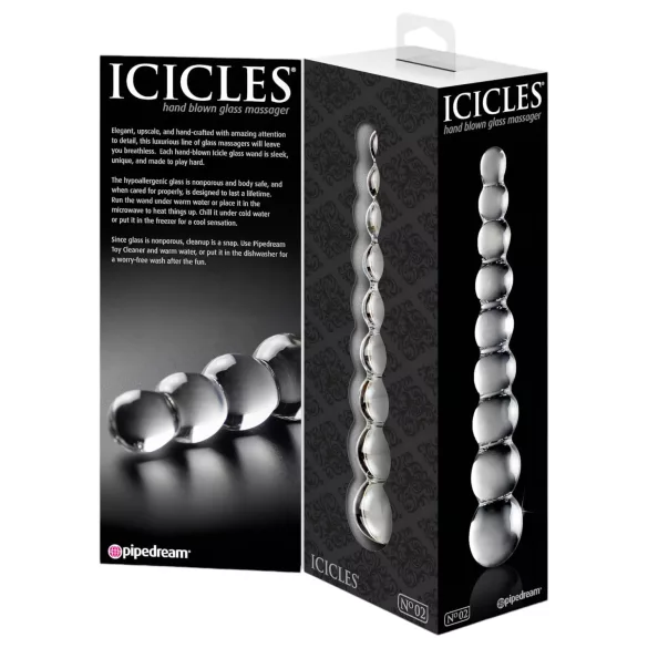 Icicles No. 2 - dildo in vetro con sfere - trasparente