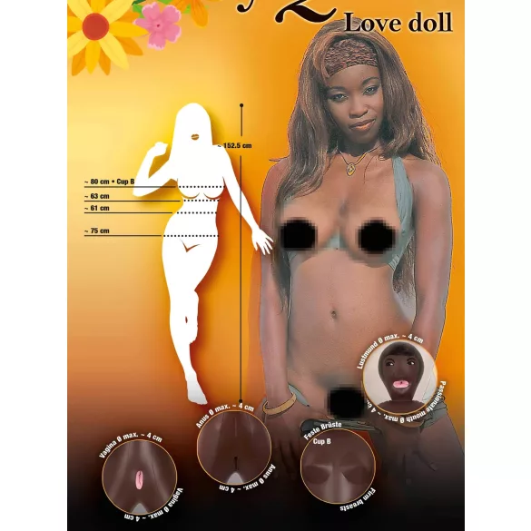 You2Toys - Bambola gonfiabile realistica nera - pelle sintetica
