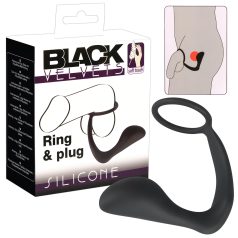 Black Velvets - plug anale con anello pene - silicone nero