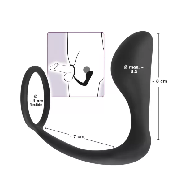 Black Velvets - plug anale con anello pene - silicone nero
