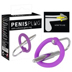   Penisplug - anello glande in silicone con dilatatore conico (viola-argento)