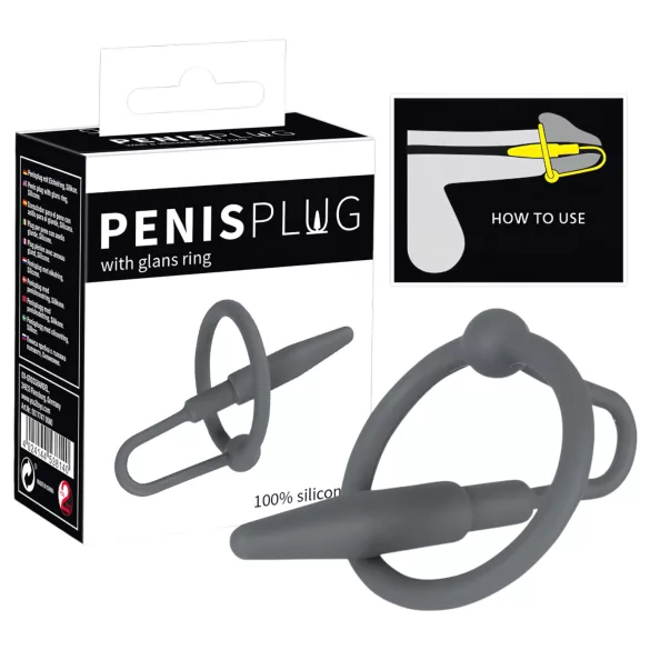 Penisplug - anello pene in silicone con dilatatore conico - grigio