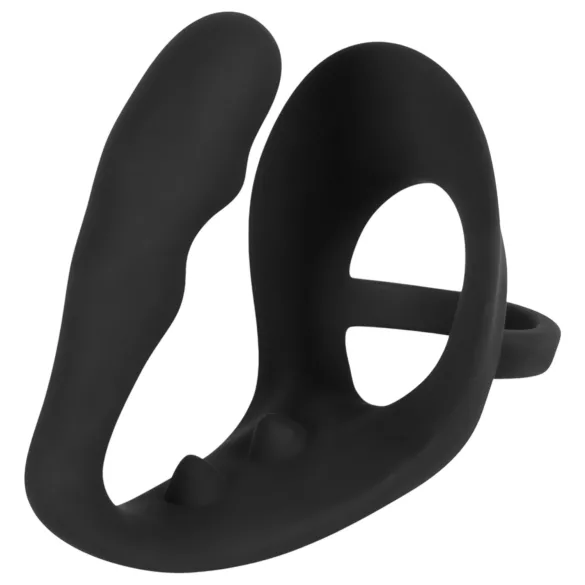Black Velvets - dildo anale con anello pene e testicoli - silicone nero