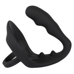   Black Velvet - dildo anale ondulato con anello per pene e testicoli (nero)