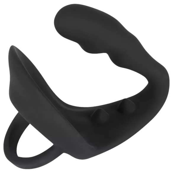 Black Velvets - dildo anale con anello pene e testicoli - silicone nero
