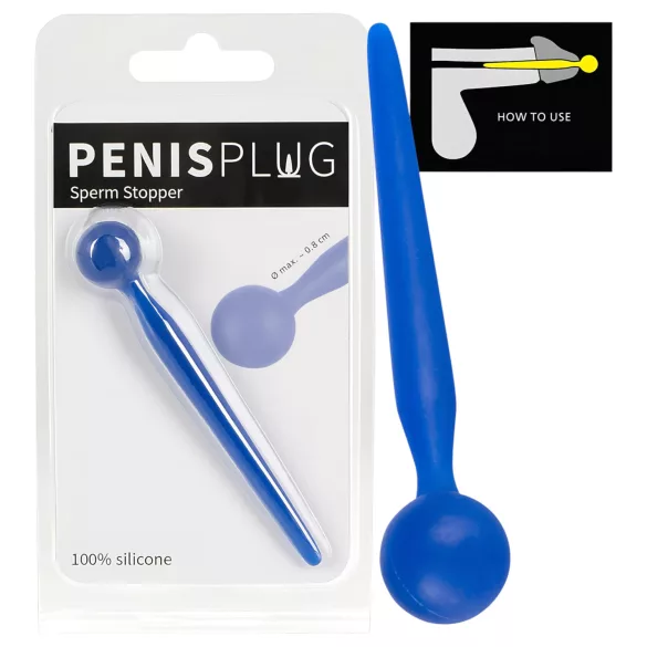 Dilator Sperm Stopper - dilatatore uretrale con sfera - silicone blu