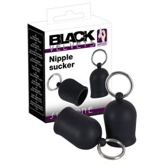   Campane di suzione per capezzoli in silicone Black Velvet" con anelli metallici (nero)"