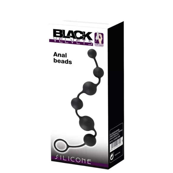 Black Velvets - dildo anale con 6 perle - silicone nero