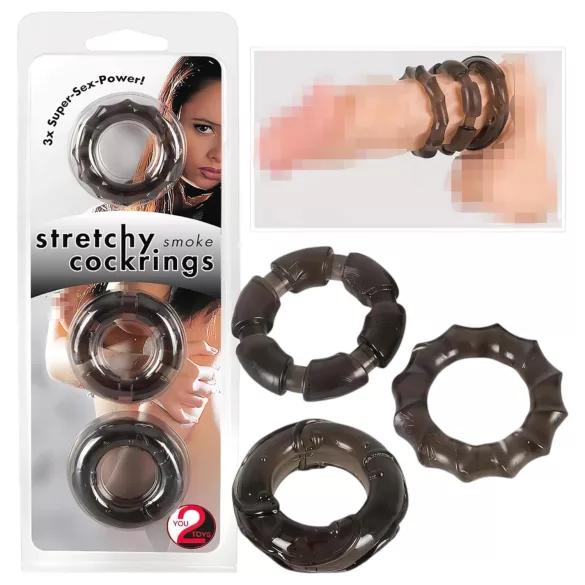 You2Toys - Set anelli fallici assortiti - silicone grigio (3 pezzi)