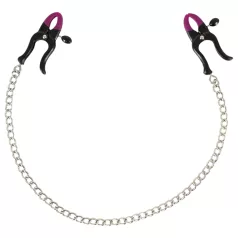 Bad Kitty - pinze per capezzoli con catena - viola e nero