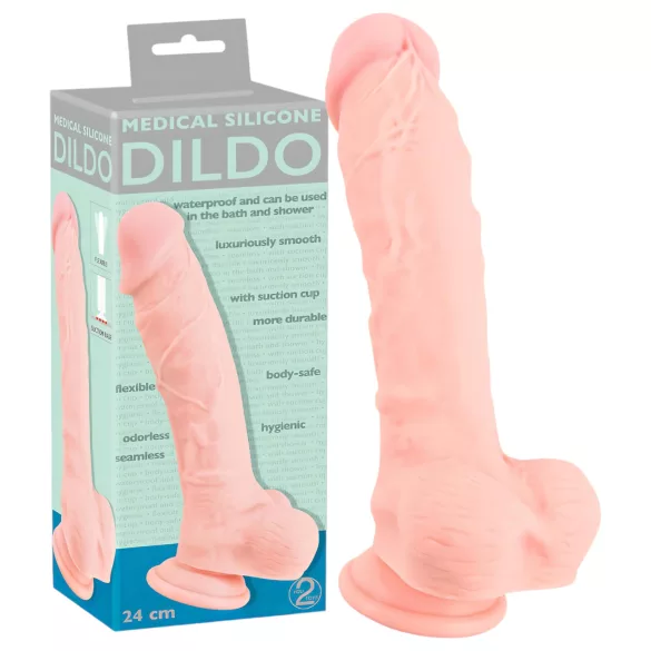 Medical - dildo realistico in silicone medico 24cm - color carne
