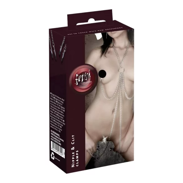 Catena erotica con clip per capezzoli per donna
