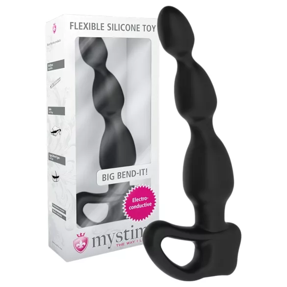 mystim Big Bend-it! - dildo anale elettrostimolatore a sfera - nero