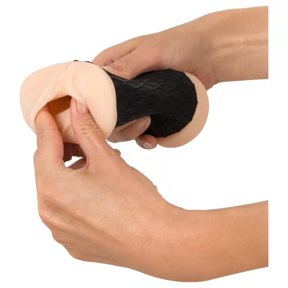 Nature Skin - masturbatore vaginale e anale - realistico - beige e nero