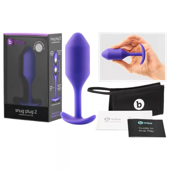 b-Vibe Snug Plug 2 - plug anale a doppia sfera (114 g, viola)
