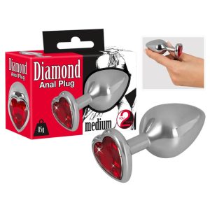 Dildo Anale in Alluminio Diamond" You2Toys - 85g Argento-Rosso"