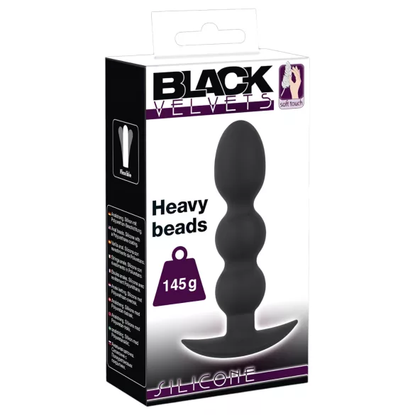 Black Velvets - plug anale con sfera pesante 145g - nero