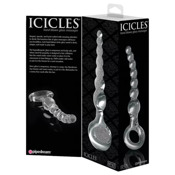 Icicles No. 67 - dildo in vetro con sfere - trasparente