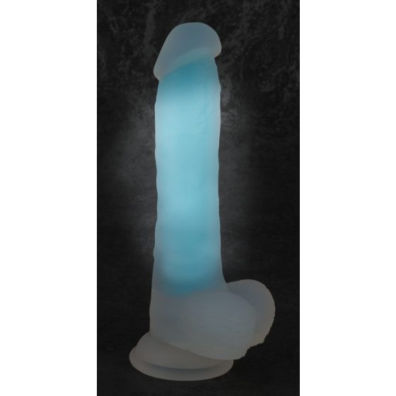 Dildo Luminoso con Ventosa You2Toys - Prodotto Fluorescente nella Oscurità con Testicoli (blu)