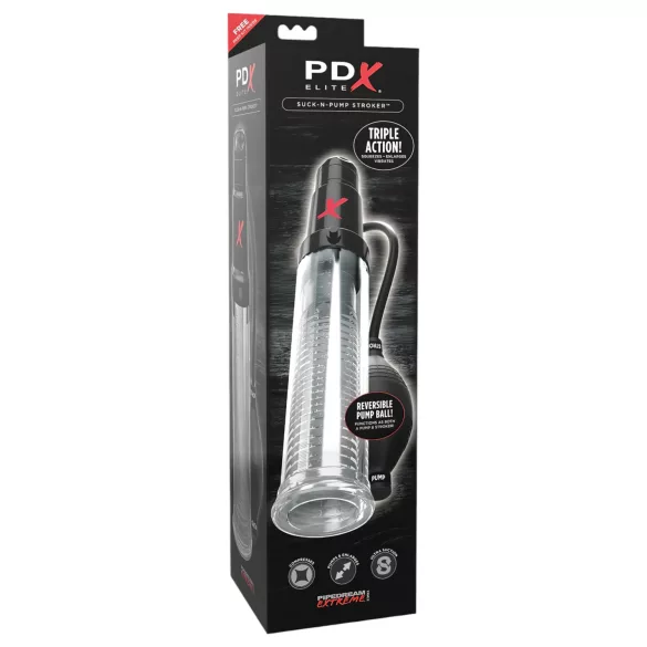PDX Elite - 2in1 - pompa per pene e masturbatore insieme (trasparente)