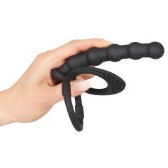   Black Velvet - anello per testicoli e pene con dildo anale (nero)