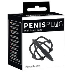 Penisplug - gabbia glande con dilatatore - silicone nero