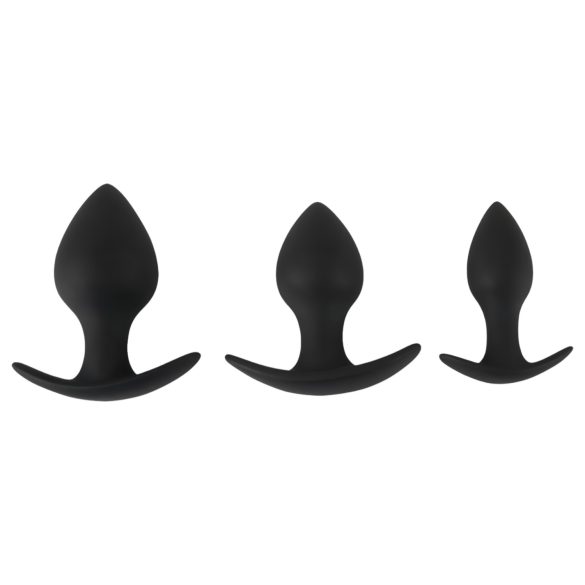 Black Velvets - set plug anale in silicone 3 pezzi - nero