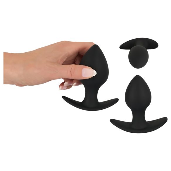 Black Velvets - set plug anale in silicone 3 pezzi - nero