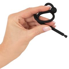   Plug per Pene in Silicone con Anello Glanulare Dilatatore Uretrale (0,6mm) - Nero
