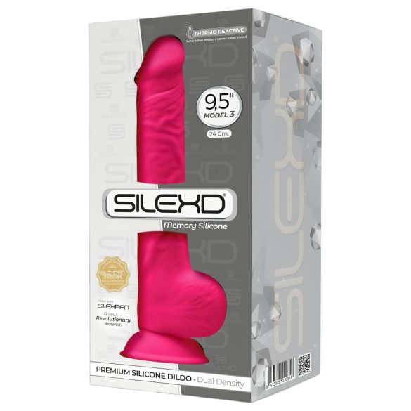 Silexd 9,5 - Dildo con ventosa e testicoli - 24cm (rosa)