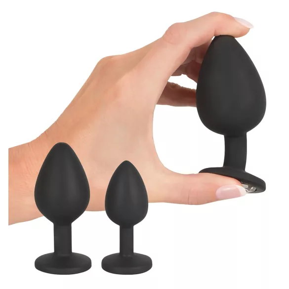 Black Velvets - set plug anale 4 pezzi - silicone nero