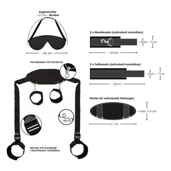 Bad Kitty - bondage set collo polsi caviglie - nero