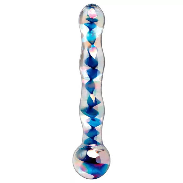 Icicles No. 08 - dildo doppia punta ondulato - vetro trasparente blu