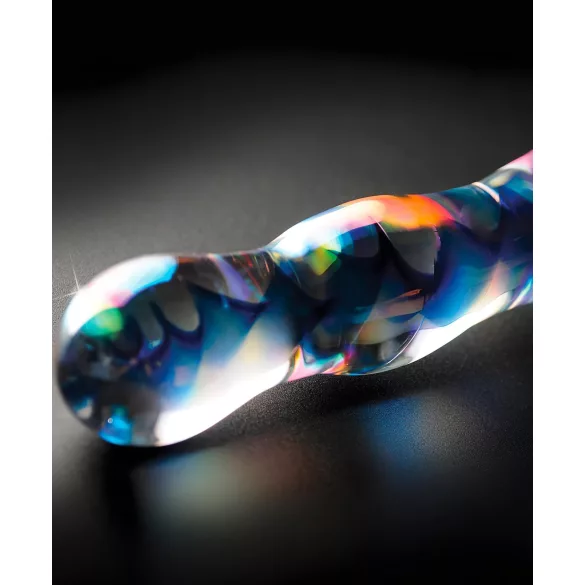 Icicles No. 08 - dildo doppia punta ondulato - vetro trasparente blu