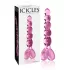 Icicles No. 43 - dildo in vetro con perle e cuore - rosa