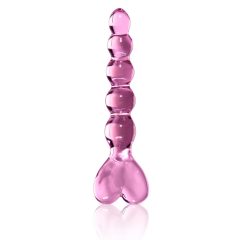   Icicles No. 43 - dildo in vetro a forma di cuore con perline (rosa)