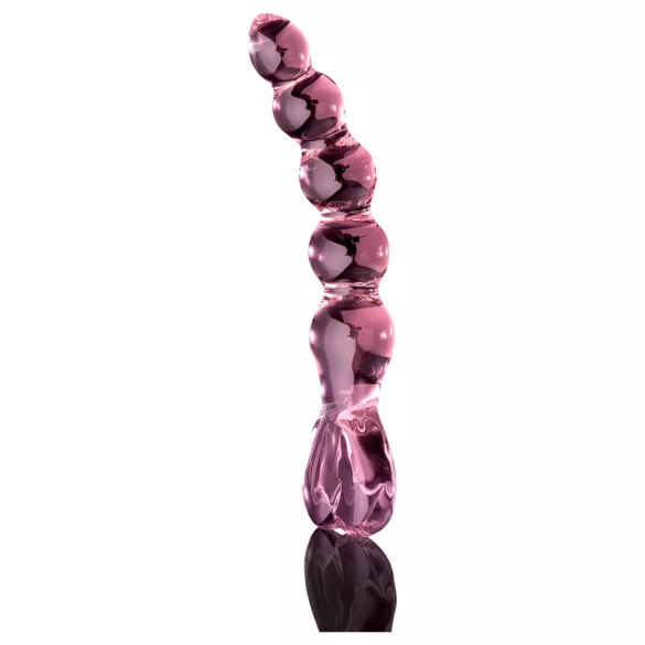 Icicles No. 43 - dildo in vetro con perle e cuore - rosa