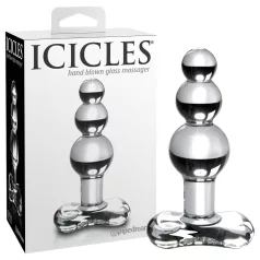   Icicles No. 47 - plug anale triplo con perle - vetro trasparente